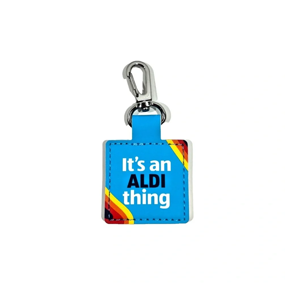ALDI Quarter Keychain Grand Open Logo Blue, Orange, & Red NEW Carabiner clip NEW